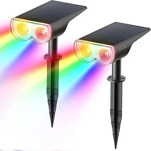 2x Bunte Solar Lade Gartenleuchten RGB mit 16 LEDs Wasserdicht IP67 - Bild 1 von 11