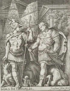 Gravure XVIIe Polidoro Caravaggio Engraving Incisione 17th Palazzo Milesi Roma - Picture 1 of 7