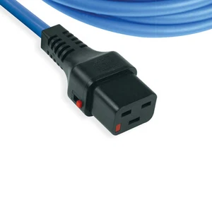 Power Extension Cable IEC C20 Male Plug to IEC C19 Female Lock Blue 1m 1 metre - Picture 1 of 4