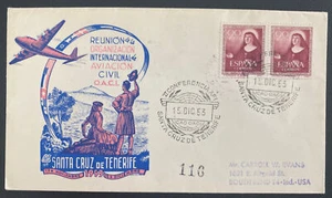 1953 Santa Cruz Tenerife Spain First Day Cover FDC International Aviation - Picture 1 of 2