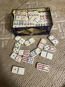 Classic Collectors Series Dominoes Double 9 Color Dot with Tin - 100% complete - Picture 1 of 2