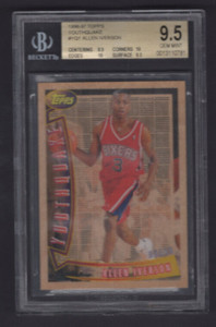1996-97 TOPPS YOUTHQUAKE WOOD #1 ALLEN IVERSON BGS 9.5 GEM MINT RC 2 PRISTINE 10