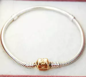 Gen Pandora 18cm Sterling Silver Bracelet with 14ct. gold lock - 590702HG - Picture 1 of 3