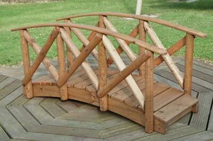 Rustic Low Rail Garden Bridge - Picture 1 of 2