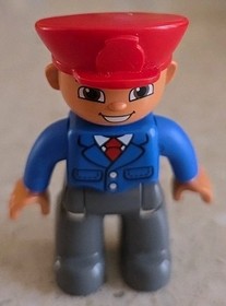 LEGO DUPLO - SCHOOL BUS DRIVER JACKET BLUE GREY RED - 10528 - VINTAGE