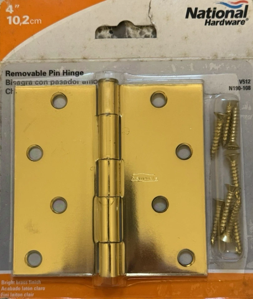 National Hardware N190-108 V512 Door Hinge in Bright Brass