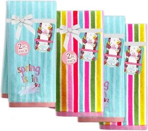 VOOVA & MOVAS 4PC Kitchen Hand Towels, 100% Soft Cotton, Small, Stripe-multi - Picture 1 of 6