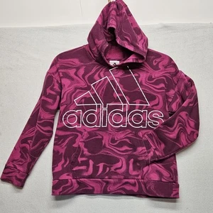 Adidas Sweatshirt Girl's Size 10/12 Med Maroon/Pink Long Sleeve Hoodie 13706 - Picture 1 of 7
