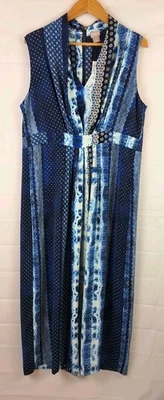 CHICO'S  Blue & White Sleeveless Maxi Dress size-2.5 U.S. Size 14 Classic /New  - Image 1 of 4