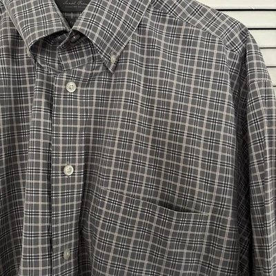 Daniel Cremieux Signature Collection Mens Large Egyptian Cotton Shirt Plaid LS - Image 1 of 4