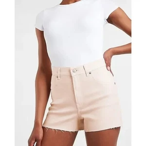 Express Super High Waisted Coated Mom Jean Shorts 10 - Picture 1 of 7