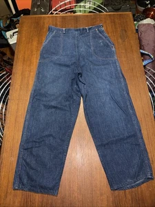 Vintage 1940s 50s Womens Side Zip Jeans High Waisted Sanforized Denim 34 x 27 - Picture 1 of 15