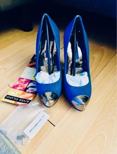 River Island Blue High Heel Stiletto Closed Toe Shoes 4 - Picture 1 of 3