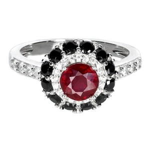 925 Sterling Silver Ring Round Ruby 6mm Spinel Natural Gemstone Jewelry Size 8 - Picture 1 of 14