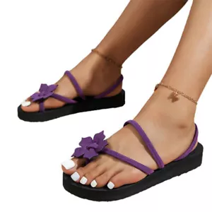 Women Slip On Thong Sandals Flip-flops Womens Beach Walking Lightweight Shoes US - Picture 1 of 44