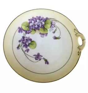 Antiker Bavaria Teller lila Veilchen handbemalt Porzellan datiert 1909 - Bild 1 von 5