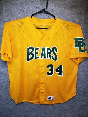 Baylor University Bears Baseball Men Jersey (XL) Yellow NCAA Mesh *Flaw See Pic - Image 1 of 4