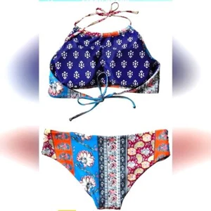 NWT Womens 2 Piece Vintage Halter Bikini Swimsuit Size M - Picture 1 of 4