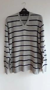 Grey & Navy Striped Long Sleeve Cotton Top from M&S Blue Harbour - Size XL - Fab - Picture 1 of 4