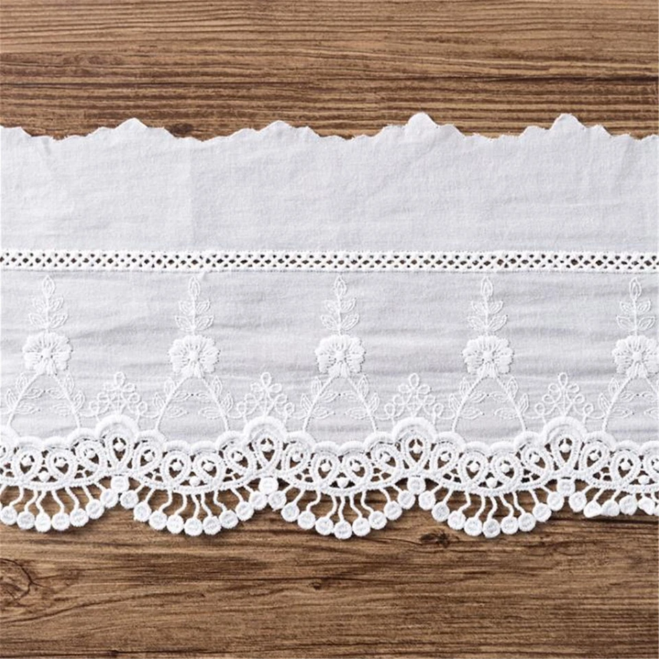 1 Yard Embroidery Floral Cotton Lace Trim Ribbon Wedding Fabric DIY Sewing Craft - Image 1 of 4