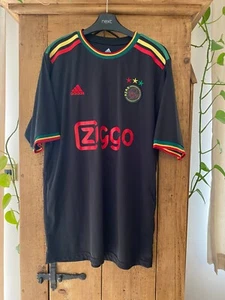 AJAX AMSTERDAM ADIDAS BLACK/GREEN/YELLOW/RED SHORT SLEEVED TOP (SIZE XL) - Picture 1 of 6
