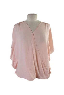 Inc International Concepts Pink Flutter-Sleeve Foldover Blouse M - Image 1 of 3