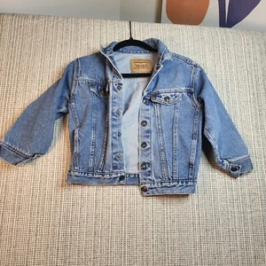 Vintage Levis Jacket Boys 7 Blue Orange Tab Trucker Jean Denim Youth - Picture 1 of 10