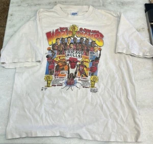 Vintage Chicago Bulls 93 NBA Finals Caricature T Shirt Youth 14-16 Single Stitch - Picture 1 of 9