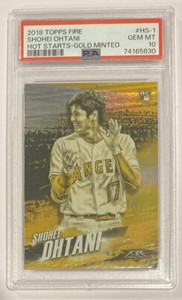 2018 Topps Fire - Hot Starts - Gold Minted Rookie RC #HS-1 Shohei Ohtani -PSA 10