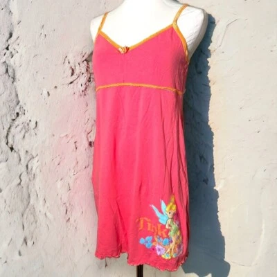 Vintage Disney Pink Tinker Bell Slip Dress Large Pullover Y2K Fairycore L - Image 1 of 4