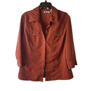 Joanna Rust Orange VTG Button Up Western Country Blouse Size XL - Picture 1 of 11