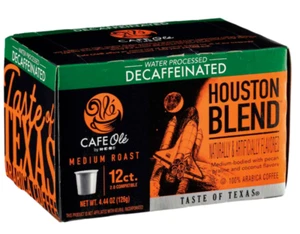 CAFE Olé by H‑E‑B Medium Roast DECAF Houston Blend Coffee Single Serve Cups 12CT - Picture 1 of 1