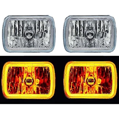 Par de faros halógenos de vidrio/metal LED COB ámbar de 7X6" Foto 1 de 4