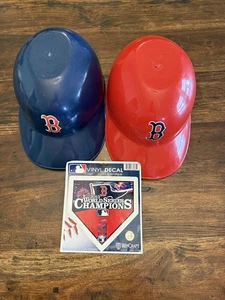 Boston Red Sox 2013 World Series Bundle 2 Hard Plastic Batting Helmets 1 Decal - Picture 1 of 6