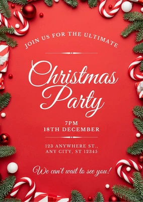 Digital Christmas Xmas Celebration Party Invitation Personalized Texts 1 - Image 1 of 4