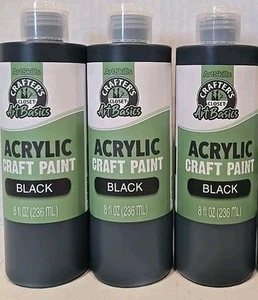Lot of 3 Art Basics Crafters Closet Acrylic All-Purpose Craft Paint 8 oz Black - Picture 1 of 1