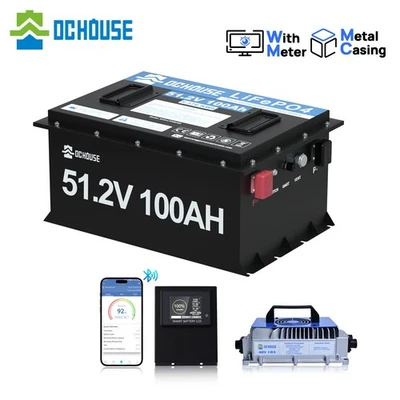 48V 100Ah LiFePO4 Golf Cart Battery Sturdy Metal Case Club Car with 18A Charger - Image 1 of 4
