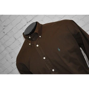 Camisa de Vestir Polo Ralph Lauren Vintage BLAKE Hombres Grande Calce Clásico Algodón Marrón - Imagen 1 de 6