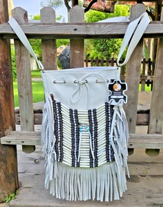 Real Leather Fringe Crossbody Purse for Women Western Vintage Tote Shoulder Bag - Picture 1 of 8