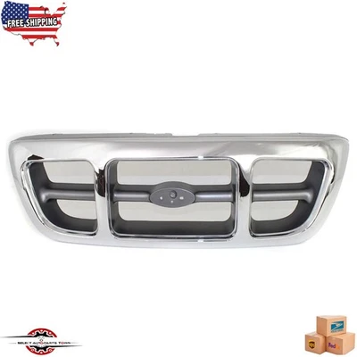Fits 1998-2000 Ford Ranger New Front Grille Chrome Shell Gray Insert Plastic Foto 1 de 4