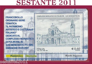 TESSERA FILATELICA COMPLESSO MONASTICO DI POLIRONE SAN BENEDETTO PO MN 2007 L35 - Picture 1 of 1