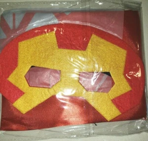 boys NEW NIP RED YELLOW SUPER HERO FACE MASK AND CAPE 2 PC HALLOWEEN PRETEND PLA - Picture 1 of 1