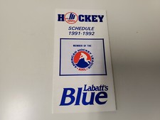 RS20 Moncton Hawks 1991/92 Minor Hockey Pocket Schedule - Labatt Blue
