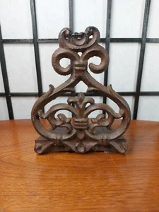 Door Stop Holder Fleur De Lis Cast Iron 5" Tall  - Picture 1 of 3