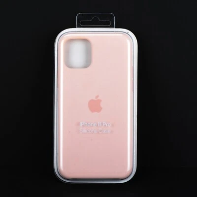 Funda protectora de silicona a presión original Apple para iPhone 11 Pro rosa arena usada Foto 1 de 4