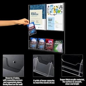 2x Clear Acrylic Brochure Holder 6-Slot Wall-Mount Poster Rack Literature Stand - Picture 1 of 20