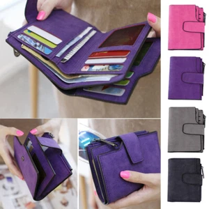 Short Small Money Purse Wallet Ladies PU Leather Folding Coin Card Holder Women - Picture 1 of 23