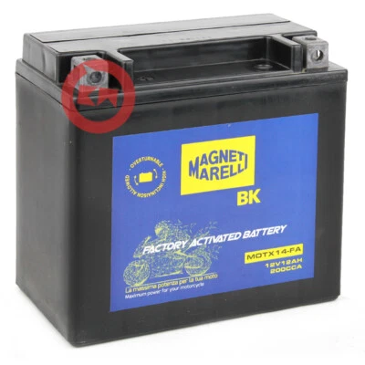 Marelli YTX14-BS 12V 12Ah Battery Honda GL Valkyrie F6C 1500 1997 1998 1999 - Image 1 of 4