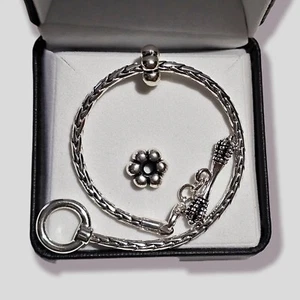 Juego de inicio de cuentas con tapón de cadena de serpiente de 8 pulgadas tono plata - Imagen 1 de 5