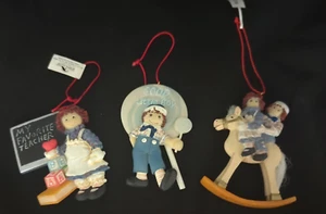 3 Vintage Raggedy Ann & Andy Christmas Ornaments EUC - Imagen 1 de 8
